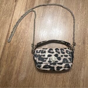 Steve Madden Leopard Animal Print Crossbody Mini‎ Bag Purse Convertible Chain